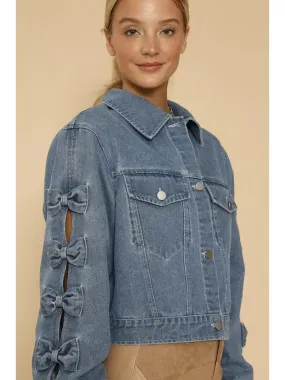 Cropped Bow Denim Jacket