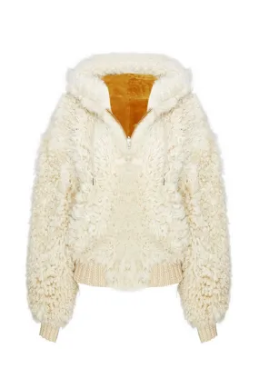 Danica Women's Oversize Reversible Shearling Jacket - Beige