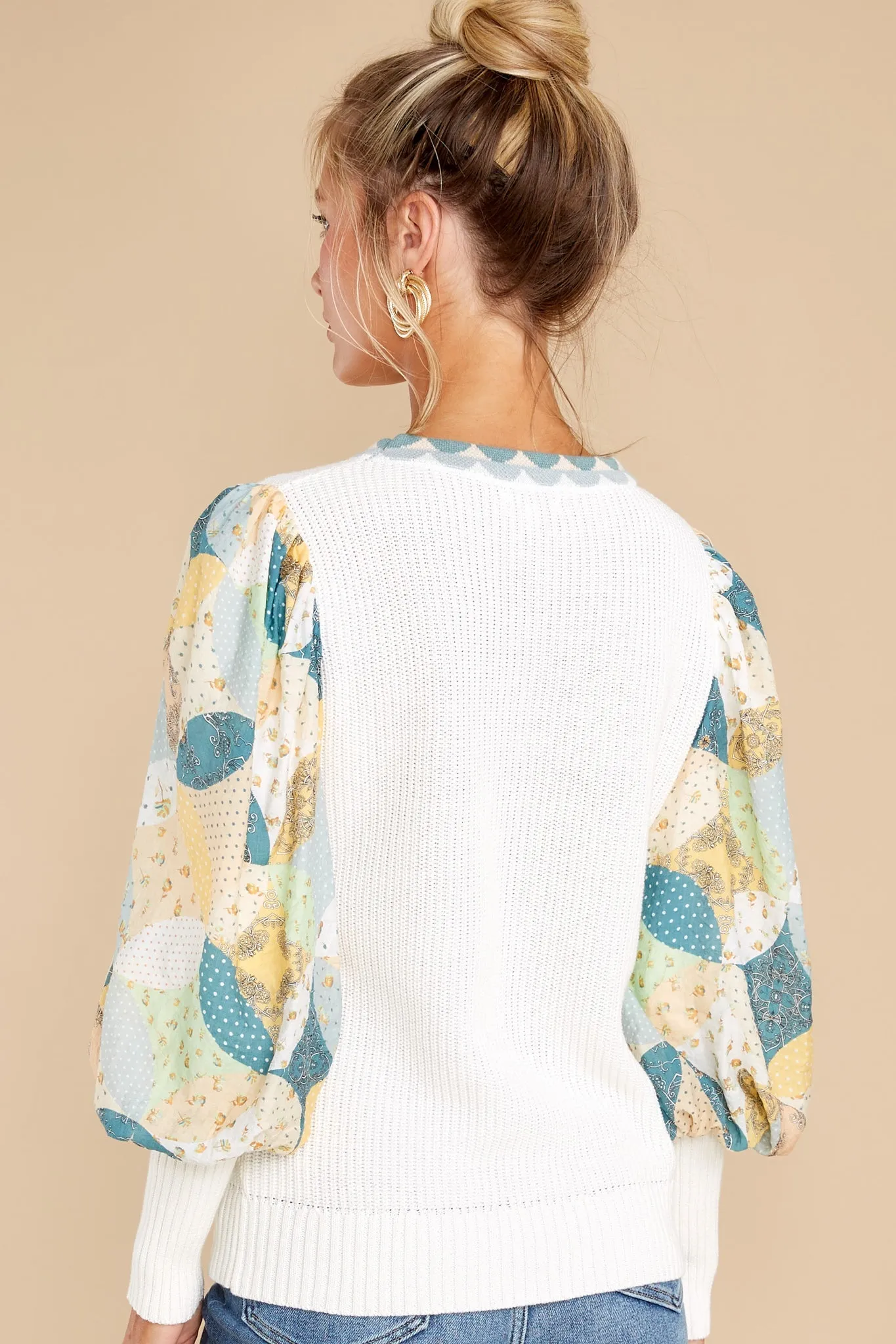 Days Like These White Multi Print Sweater