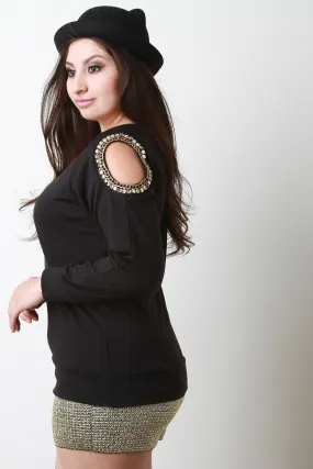 Dazzled Cold Shoulders Sweater Top