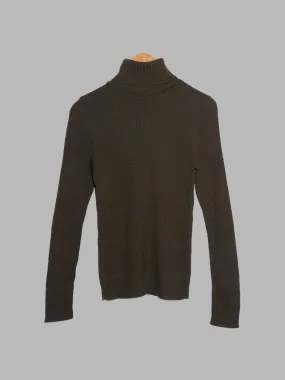 Dirk Bikkembergs 1990s 2000s khaki wool rib knit turtleneck - S XS