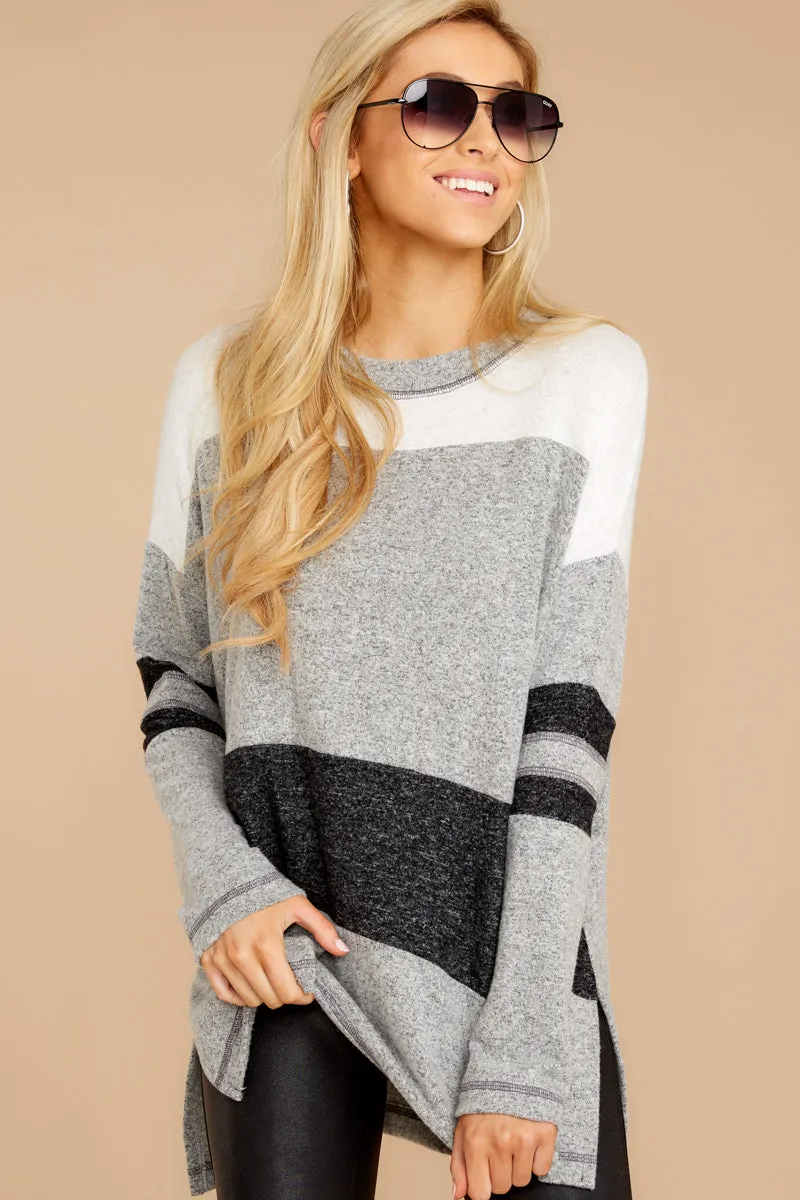 Don't Overthink It Grey Stripe Sweater