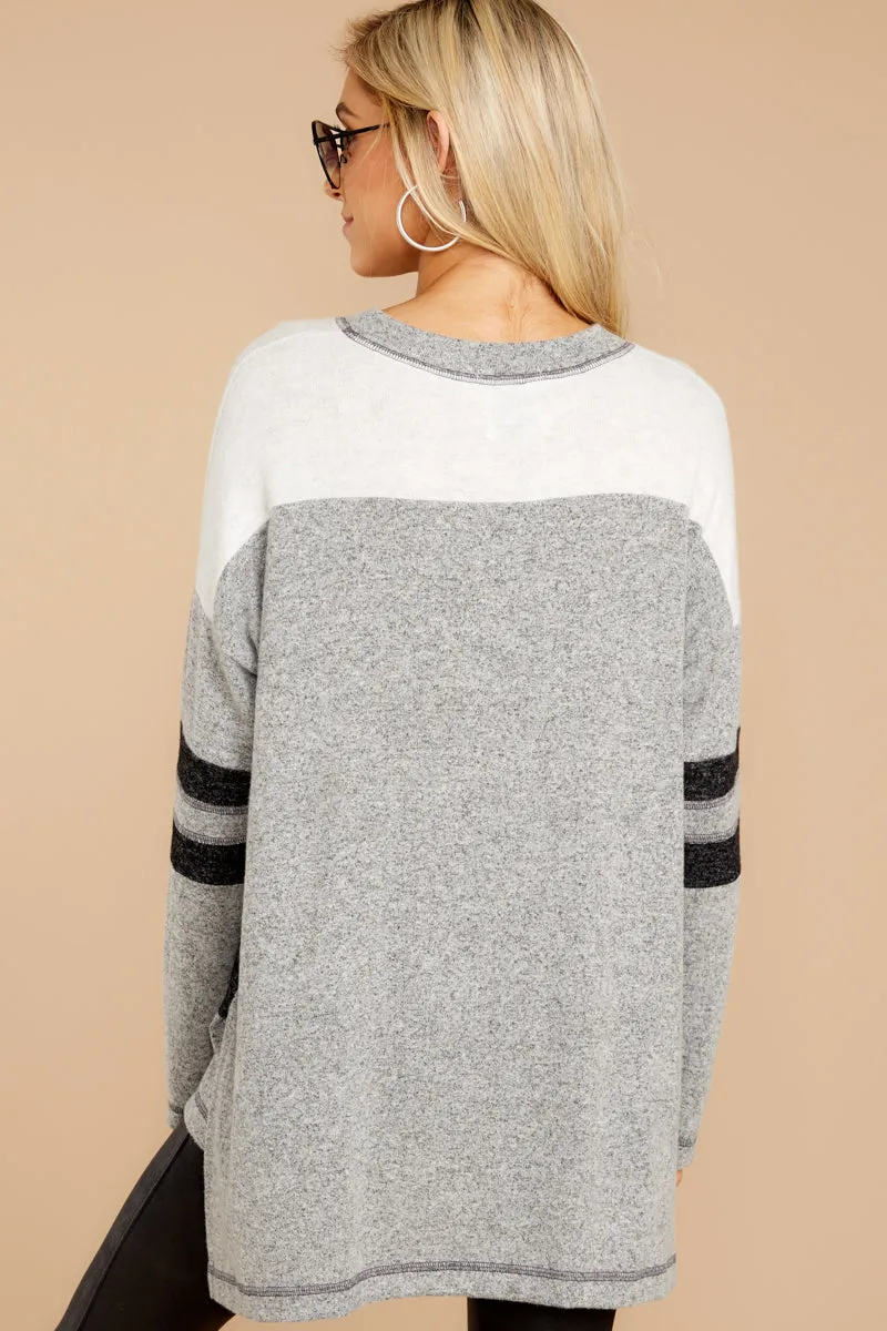 Don't Overthink It Grey Stripe Sweater