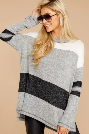 Don't Overthink It Grey Stripe Sweater