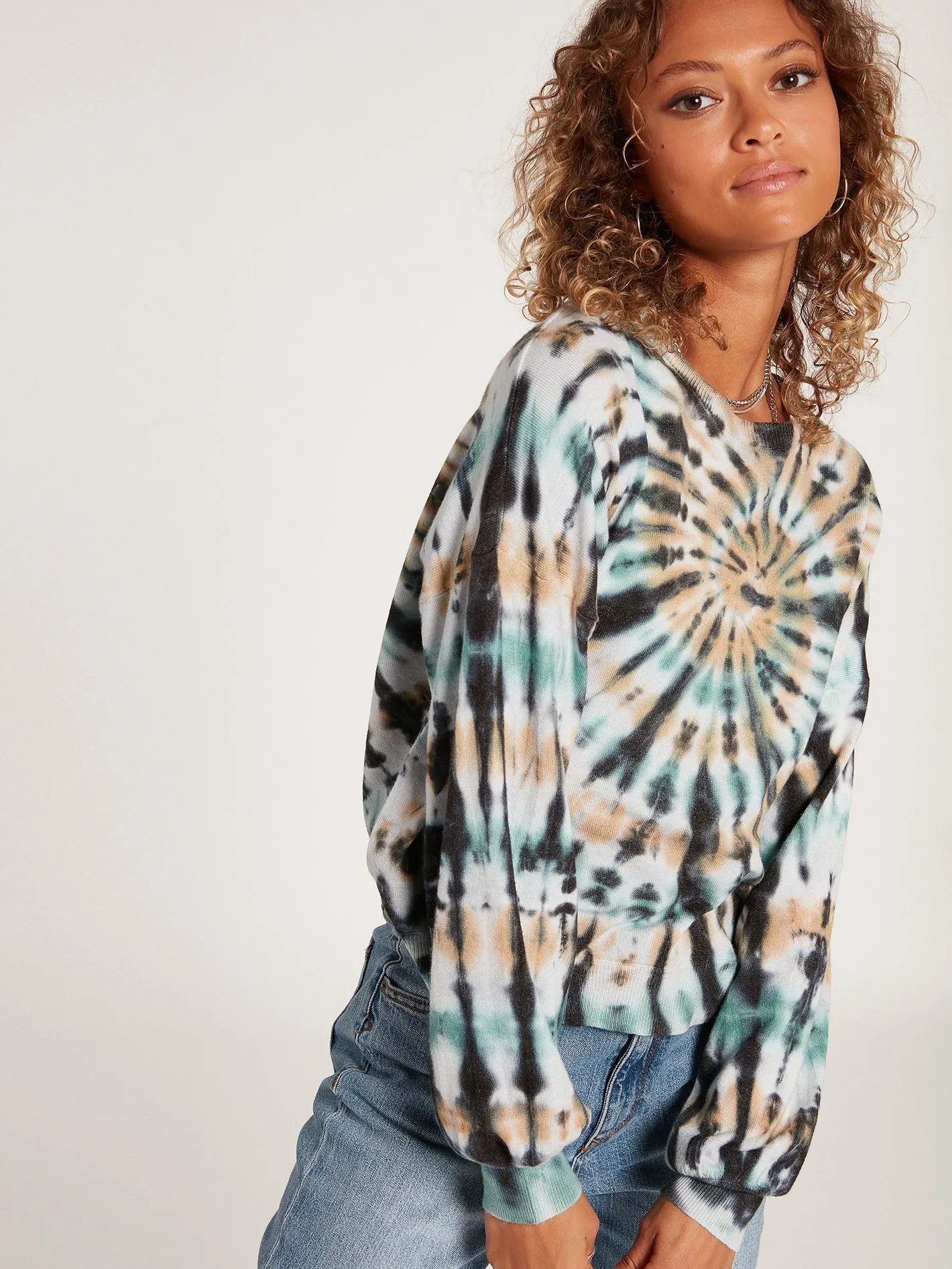 Dye Tying Crew Neck Sweater - Multi