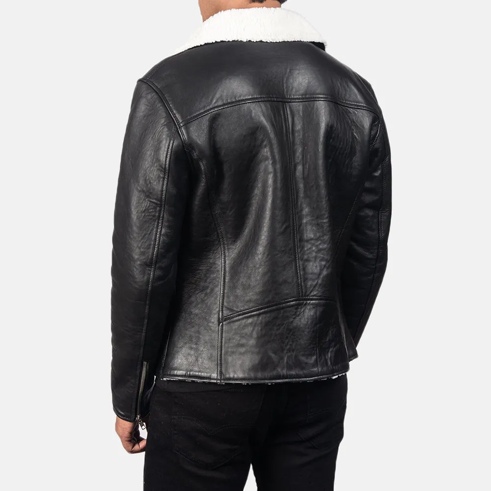 Emberix Shearling Black Biker Leather Jacket