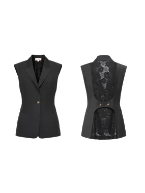 EP YAYING Black Vest Coat