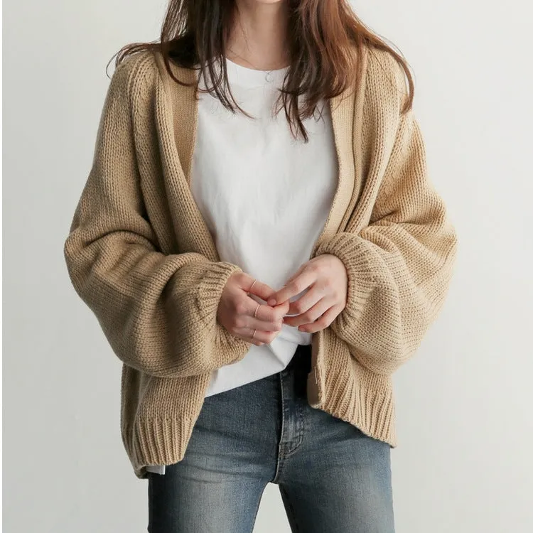 Fashionkova fall fashion  Coat Milk Series Wear Top Lazy Style Knitted Cardigan Casual All-Match Loose Long Sleeve Sweater