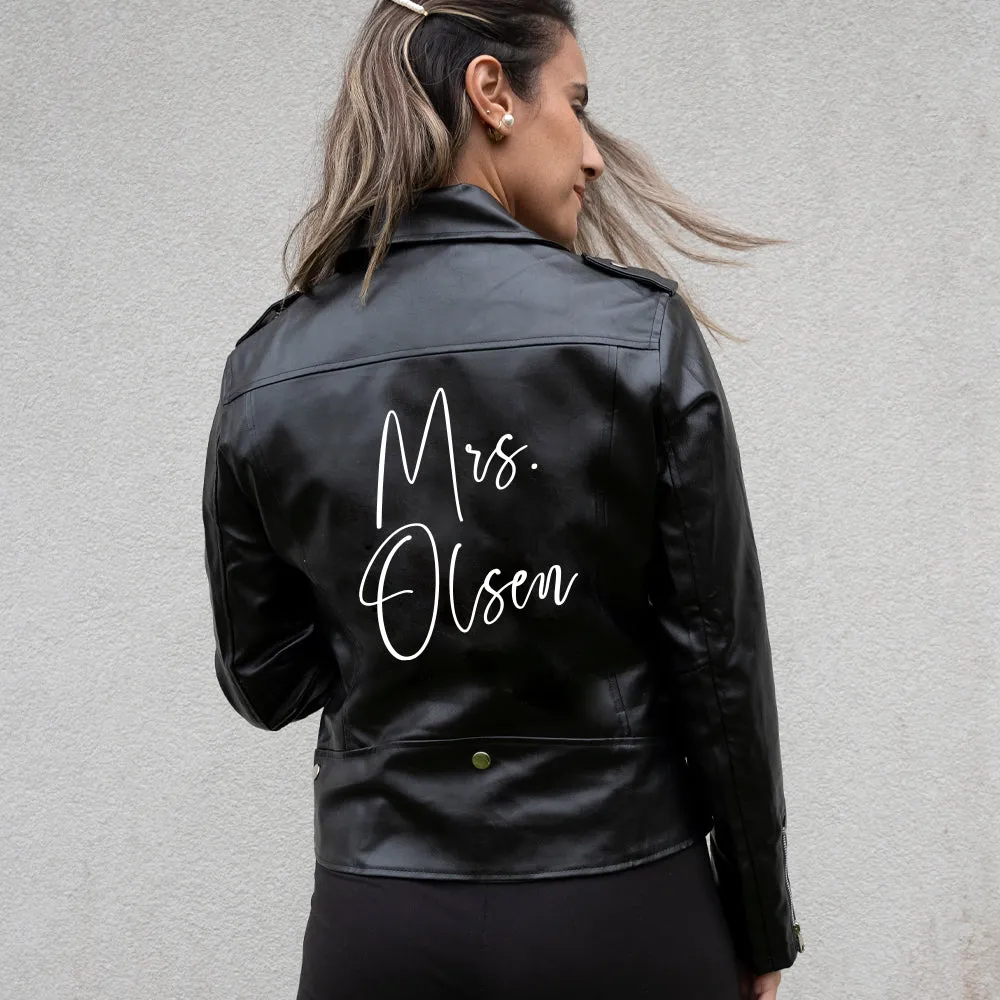 (Faux Leather) Personalized Mrs Bridal Leather Jackets