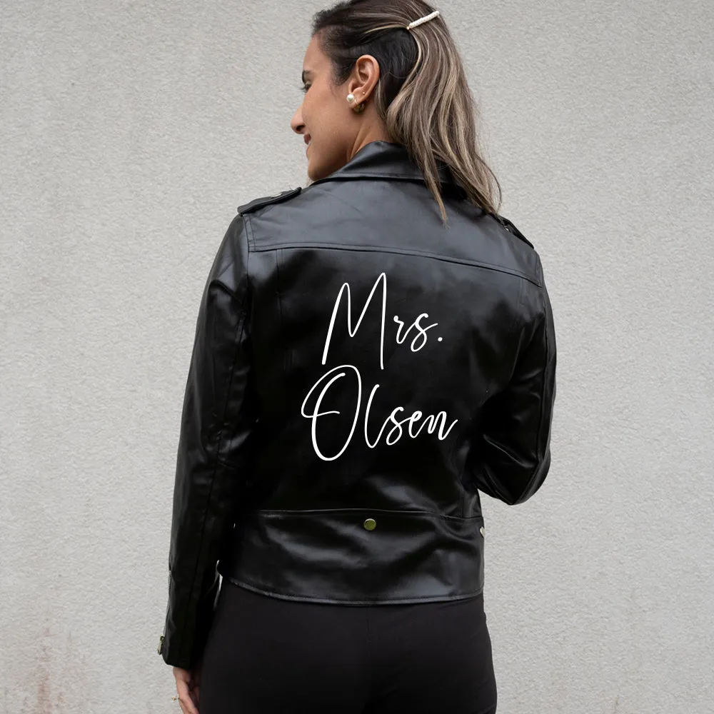 (Faux Leather) Personalized Mrs Bridal Leather Jackets