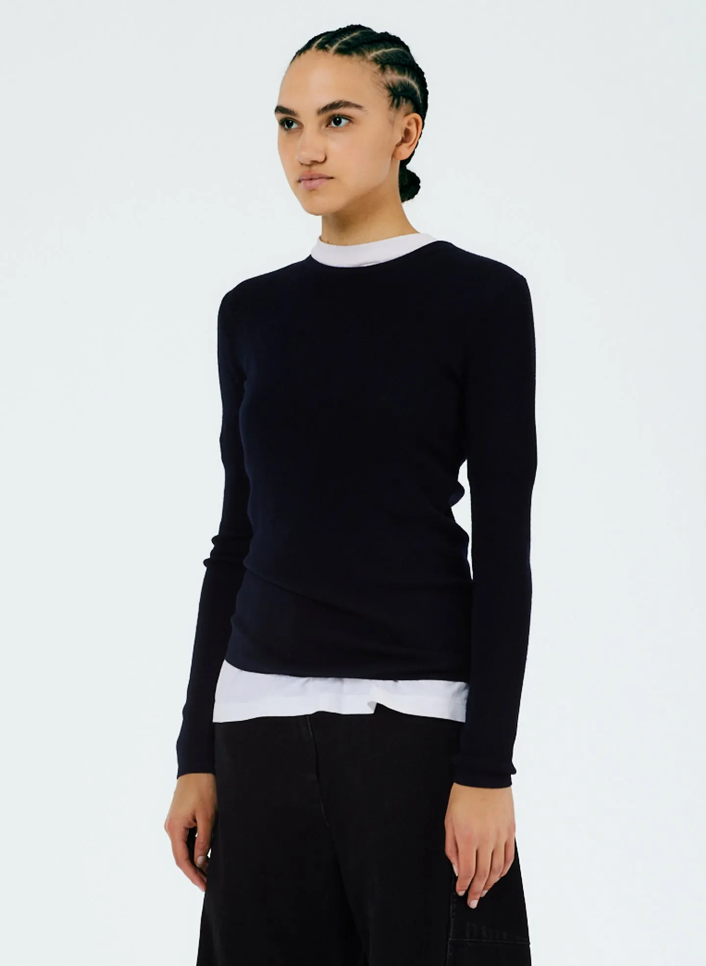 Feather Weight Ribbed Crewneck Pullover Sweater