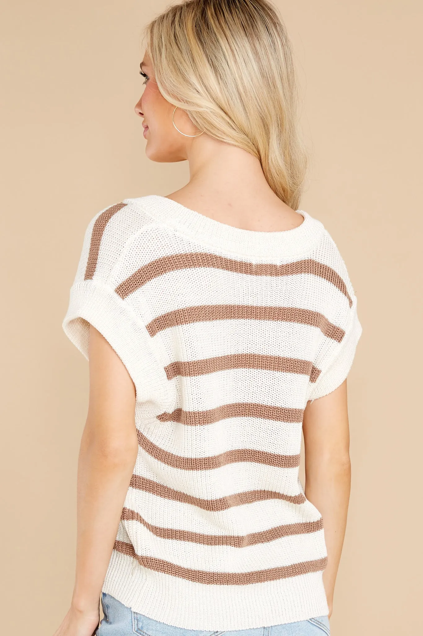 Feeling Accomplished Ivory And Mocha Stripe Sweater