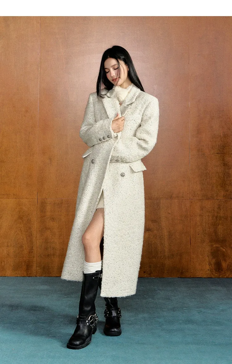 (Final Sale) Off-white Waist-tied Wool Coat