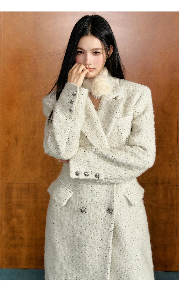 (Final Sale) Off-white Waist-tied Wool Coat