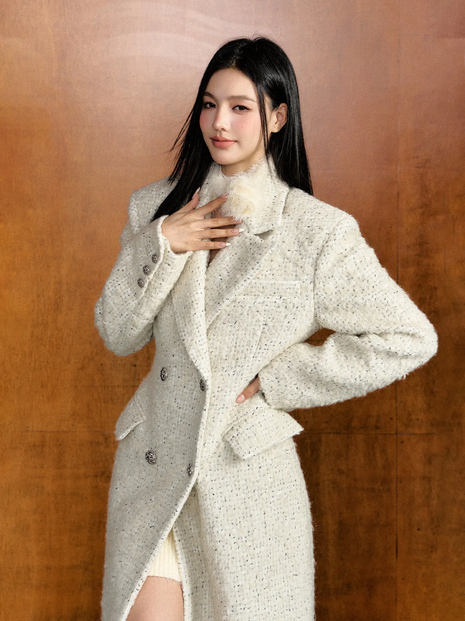 (Final Sale) Off-white Waist-tied Wool Coat