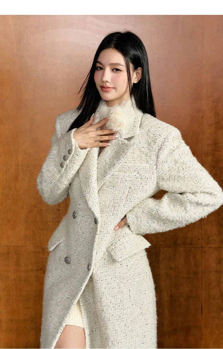 (Final Sale) Off-white Waist-tied Wool Coat