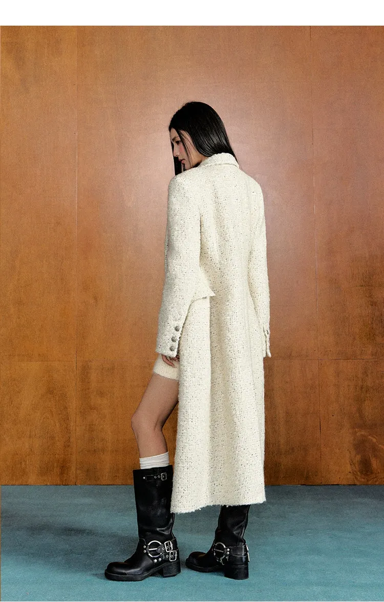 (Final Sale) Off-white Waist-tied Wool Coat