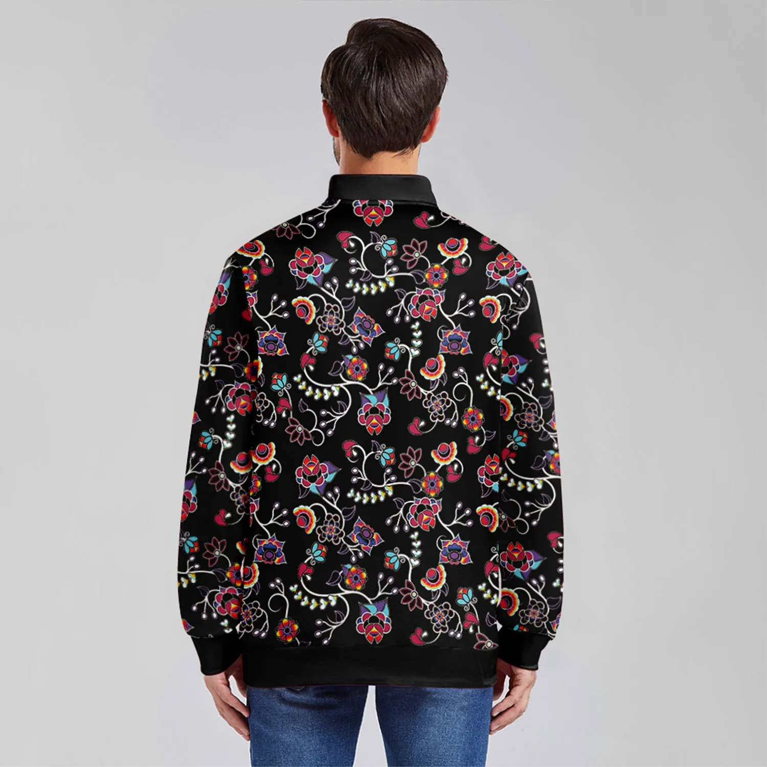 Floral Danseur Zippered Collared Lightweight Jacket