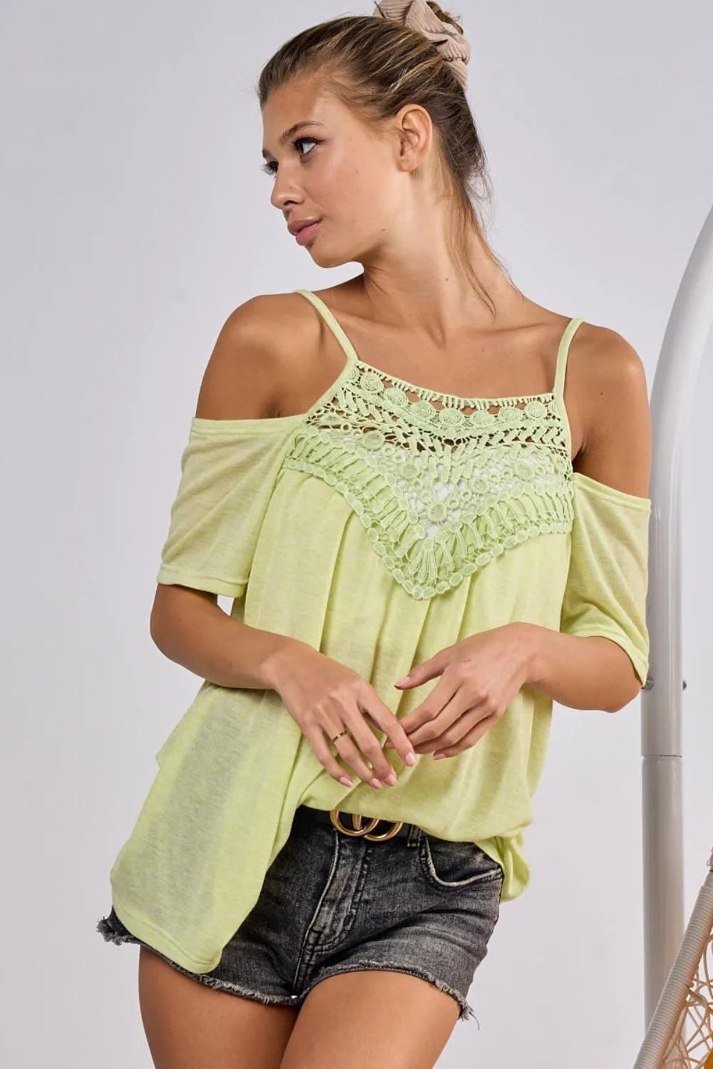 Front Crochet Lace Adjustable Strap Top