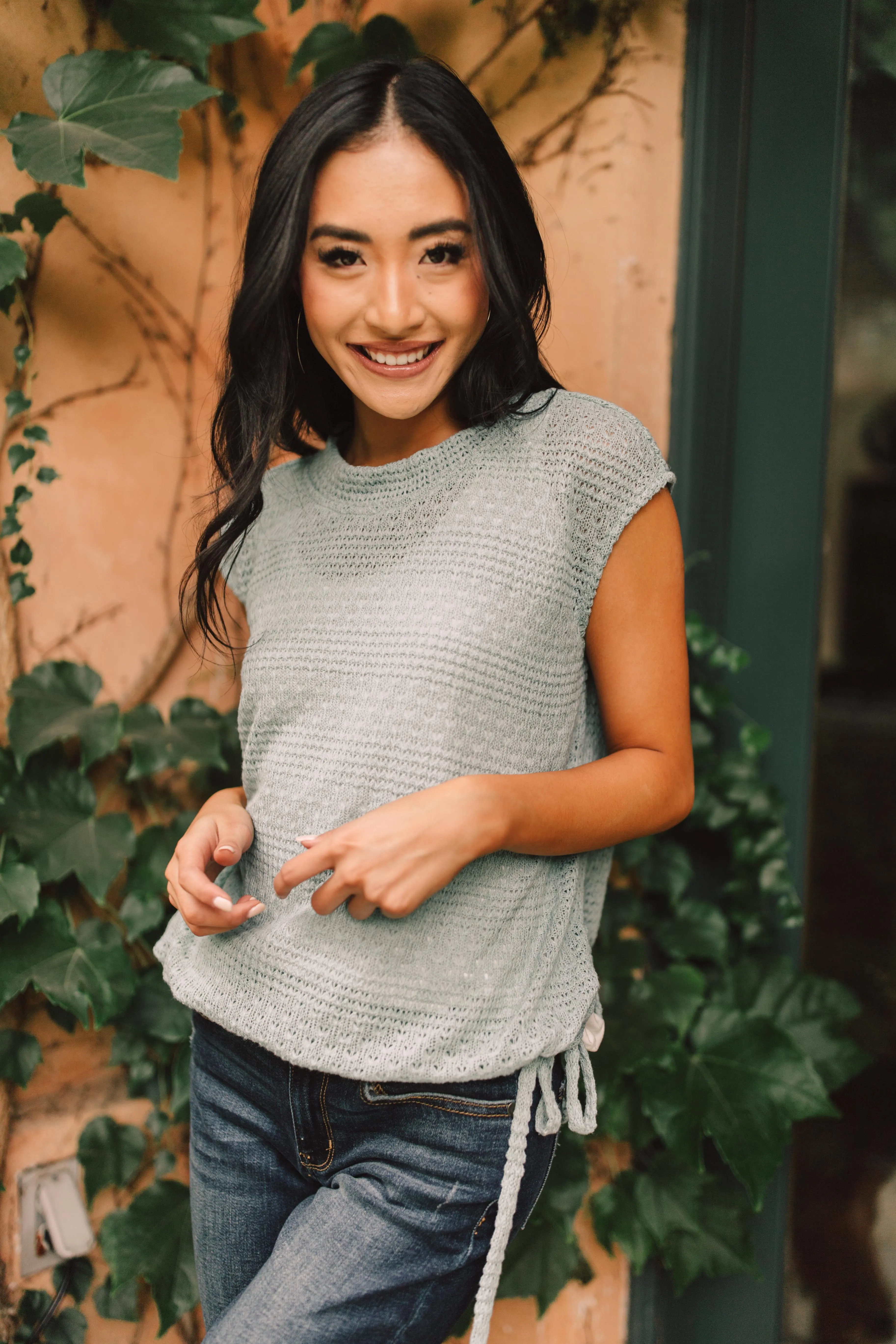 Girls Don't Sweat Sweater In Antique Blue - On Hand