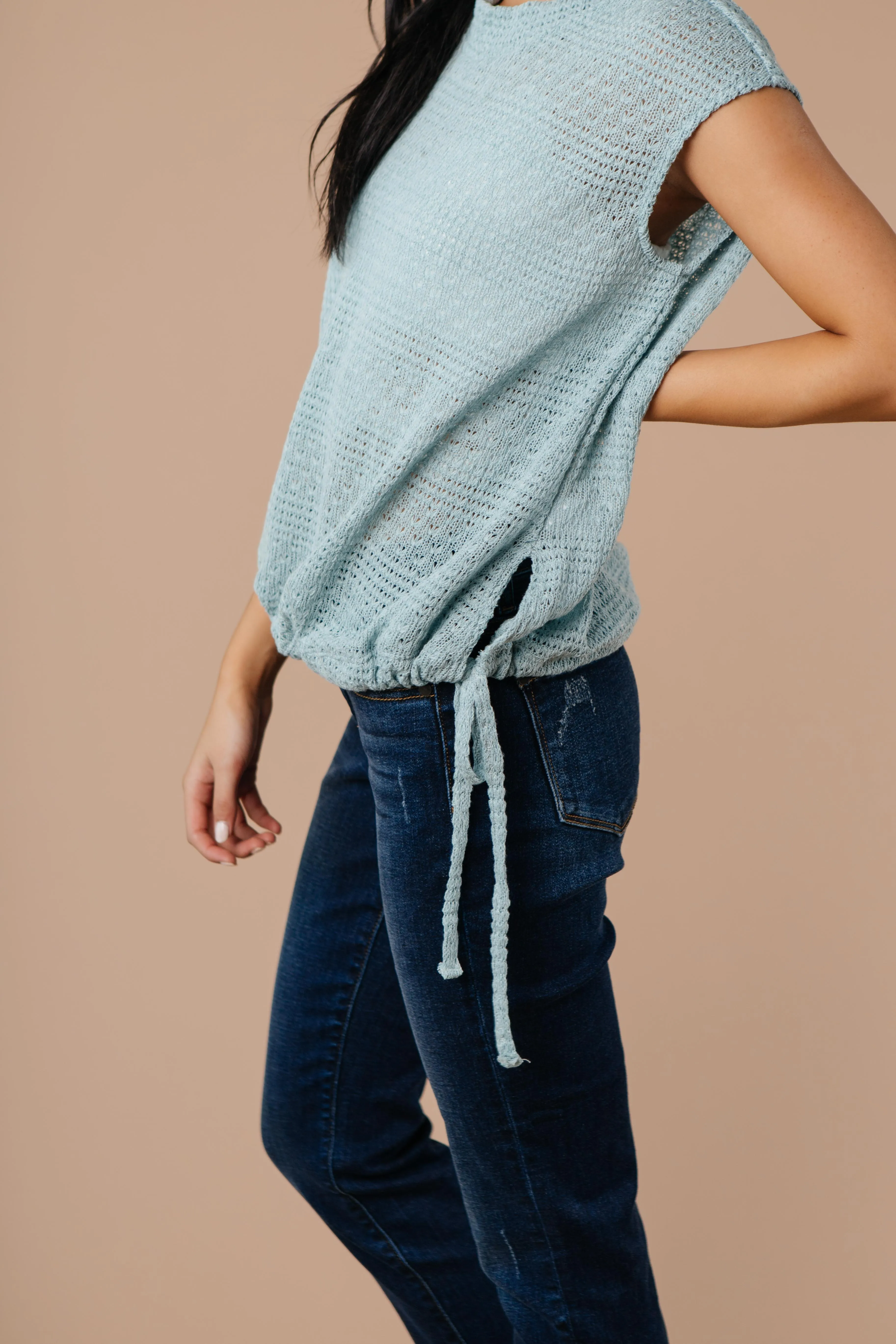 Girls Don't Sweat Sweater In Antique Blue