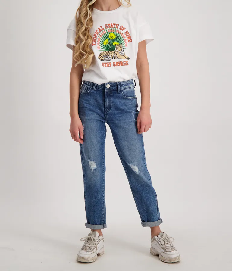 Girl's Jeans Milly JR Denim Loose Fit - Stone Used