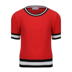 GIRLS RED KNITTED CASUAL SWEATER