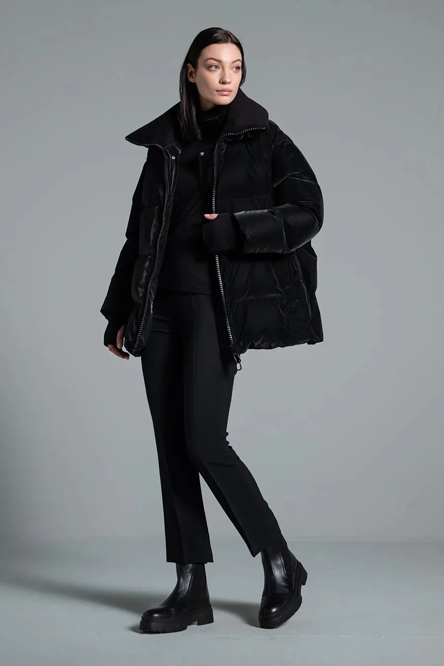 Glossy Down Jacket - Black