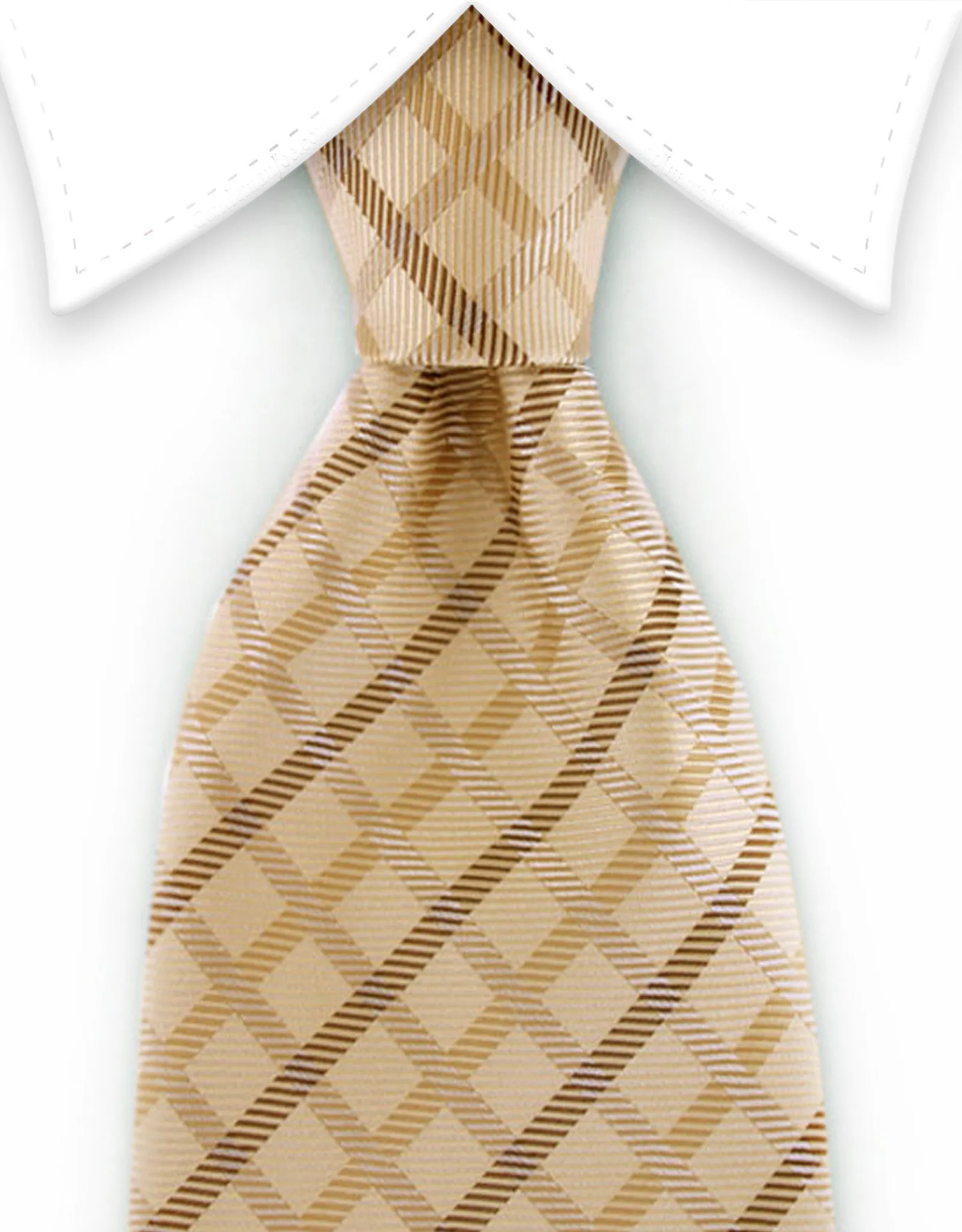 Golden Beige Plaid Tie