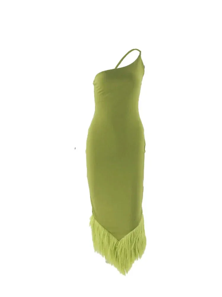 Green Sleeveless Maxi Spaghetti Strap Backless Bodycon Dress for Club Party