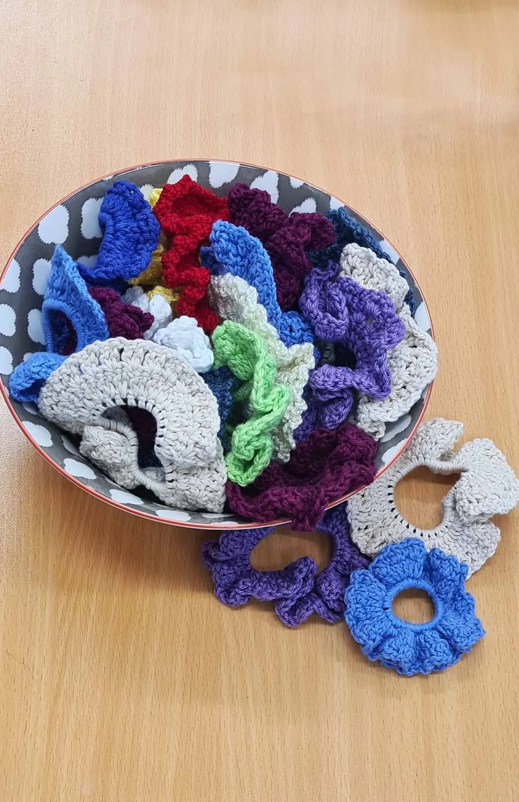 Hand Knit Crochet Scrunchie