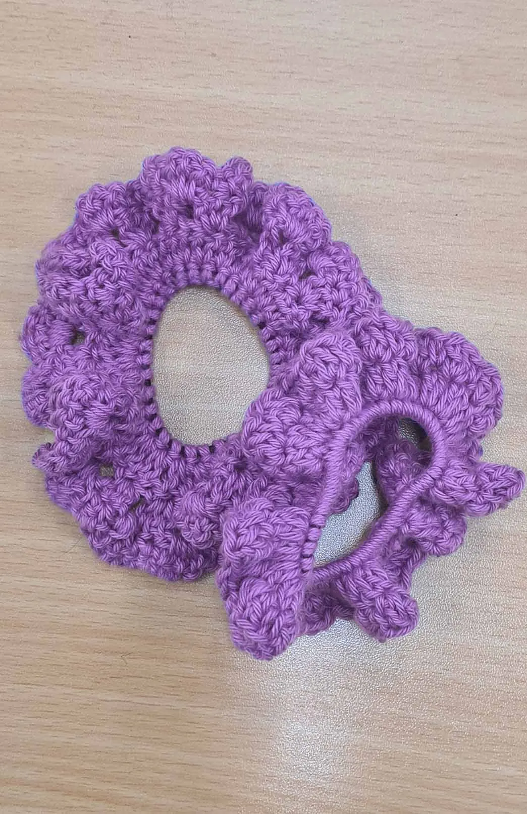 Hand Knit Crochet Scrunchie