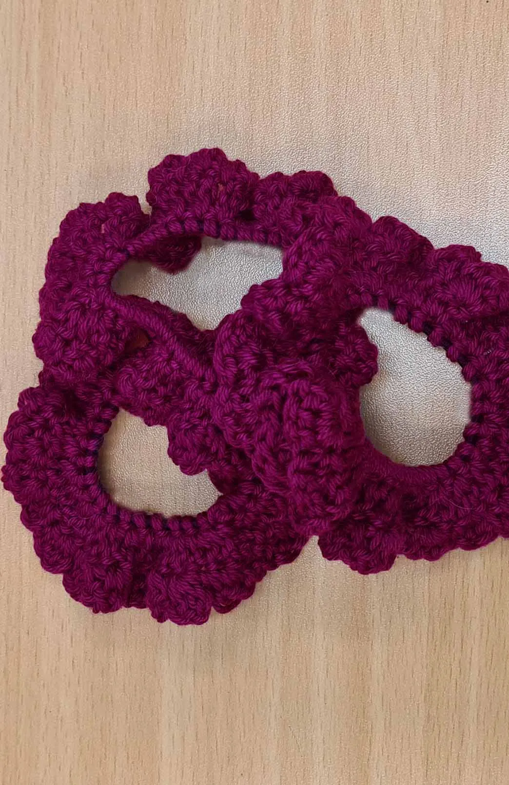 Hand Knit Crochet Scrunchie