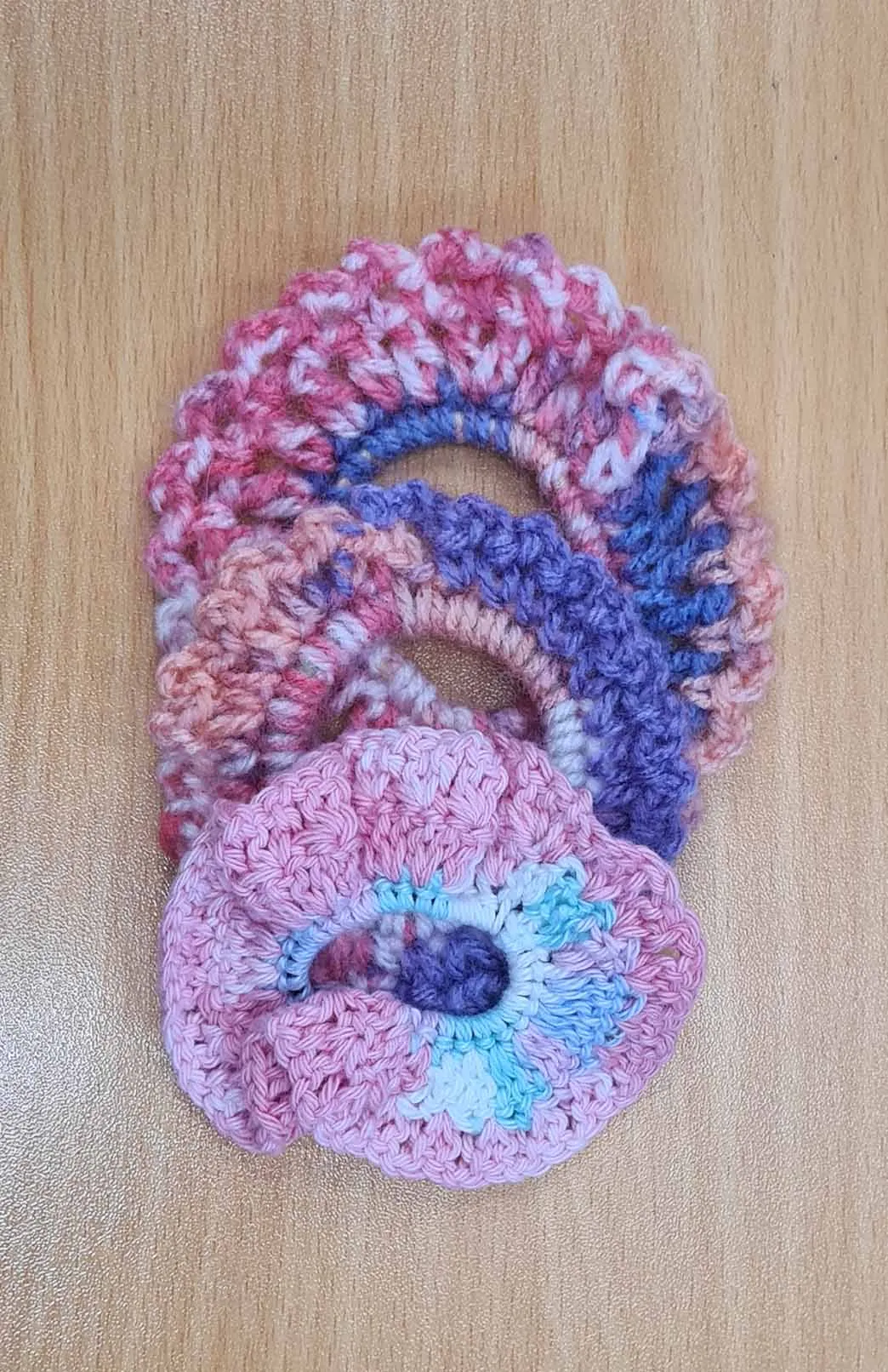 Hand Knit Crochet Scrunchie