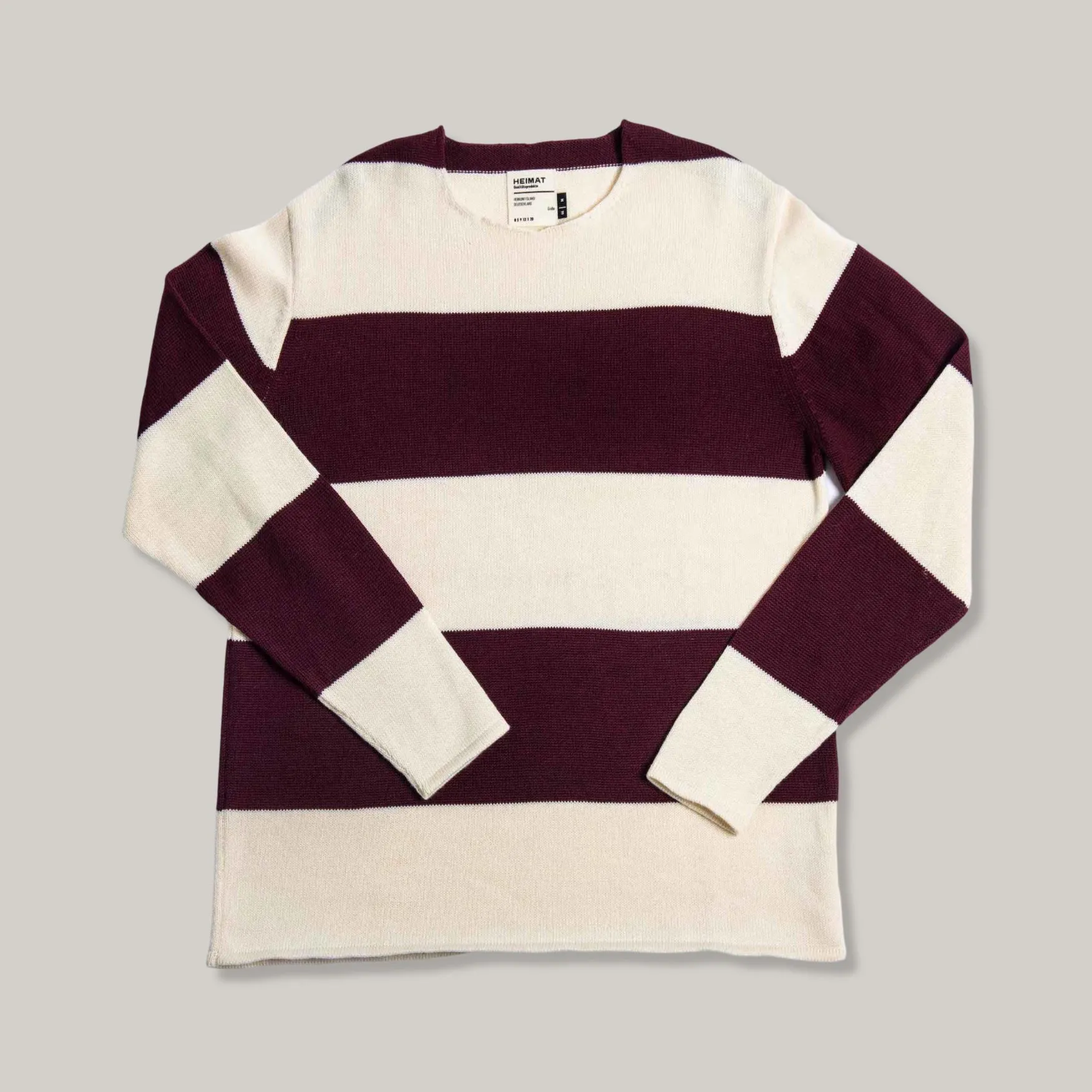 HEIMAT HARBOUR RUGBY SWEATER - SEASHELL/ BURGUNDY