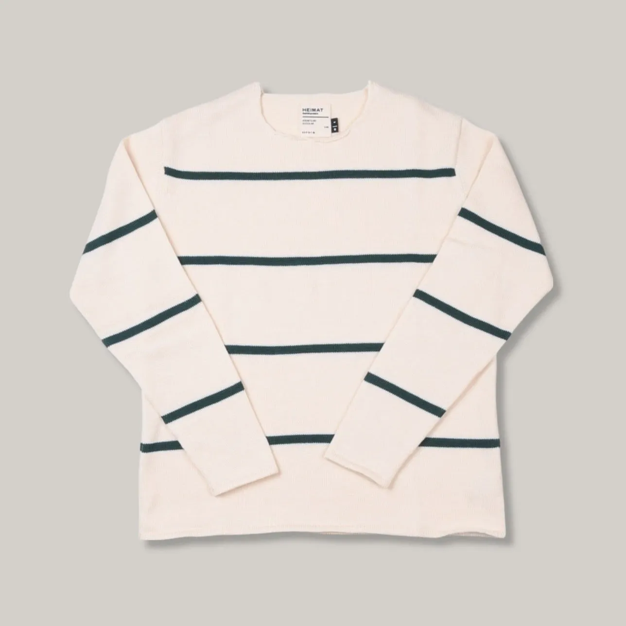 HEIMAT HARBOUR SAILOR STRIPE SWEATER - FIR GREEN/ SEASHELL