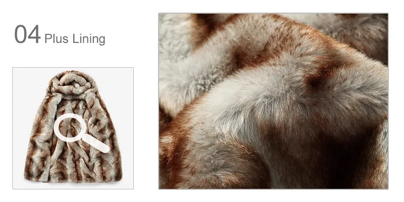 Hooded Faux Fur Liner Thicken Women's Winter Warm Coat