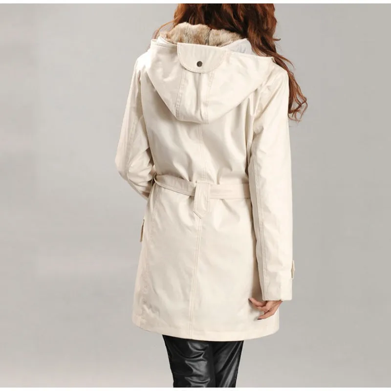 Hooded Faux Fur Liner Thicken Women's Winter Warm Coat