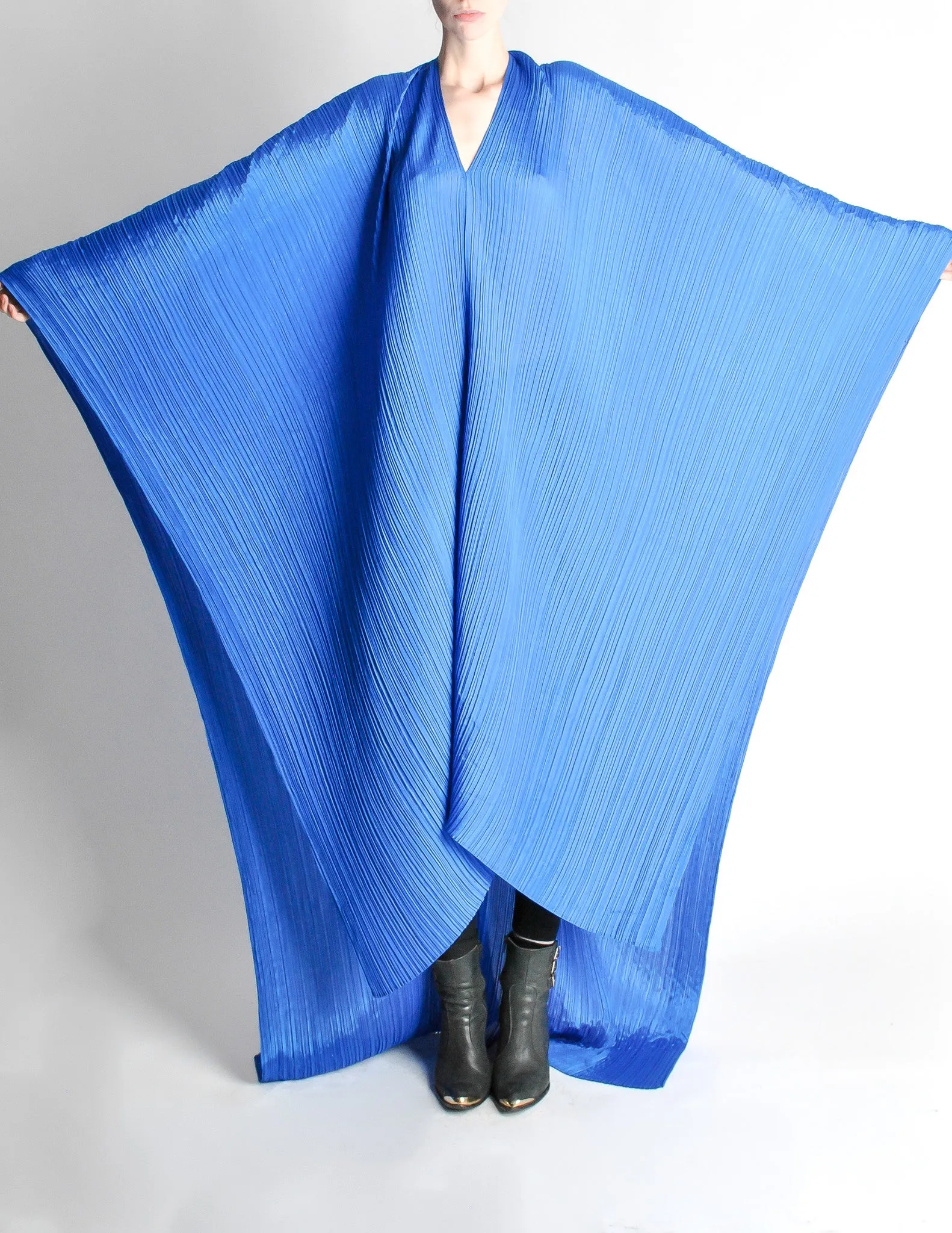 Issey Miyake Pleats Please Vintage Blue Pleated Multi-Functional Wrap Cape