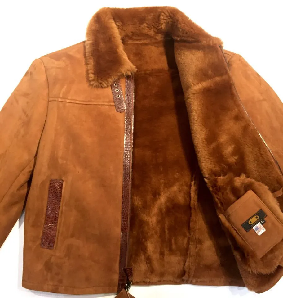 Jakewood Alligator Belly/Shearling Bomber Jacket