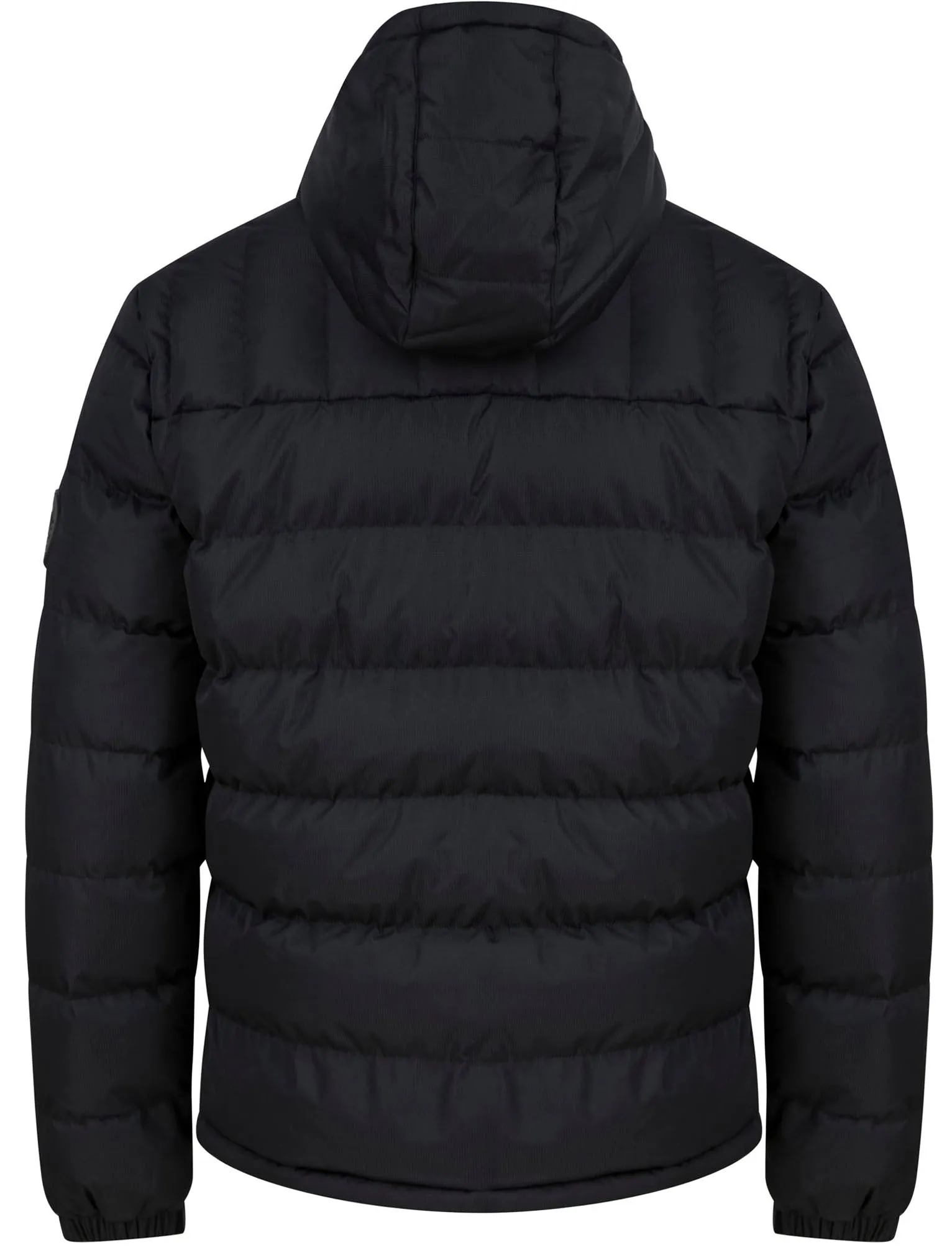 Jozua Ripstop Quilted Puffer Coat with Fleece Lined Body & Hood in Jet Black - Tokyo Laundry