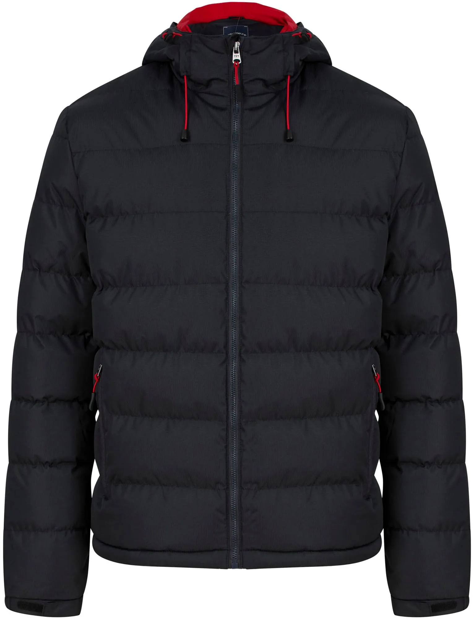 Jozua Ripstop Quilted Puffer Coat with Fleece Lined Body & Hood in Jet Black - Tokyo Laundry