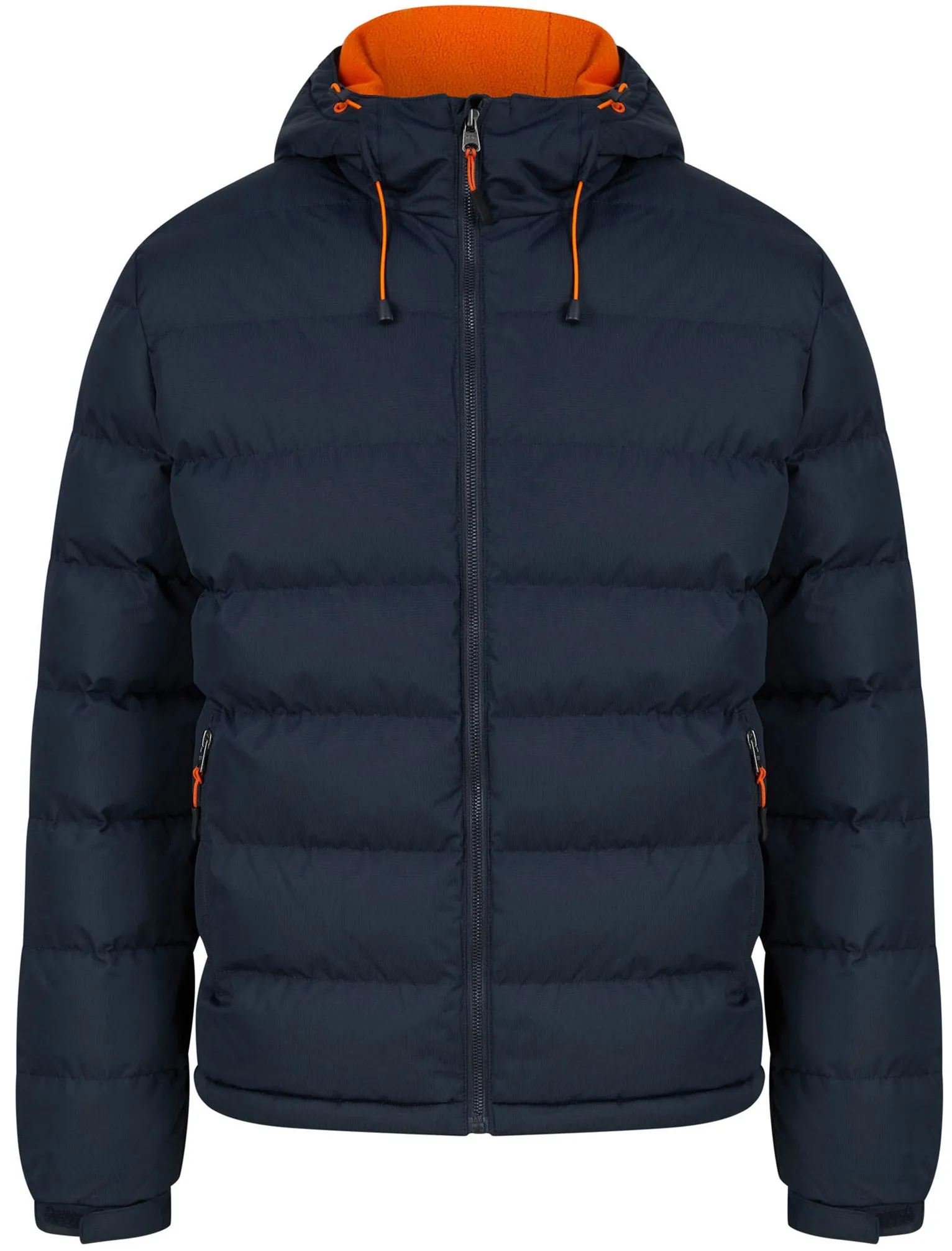 Jozua Ripstop Quilted Puffer Coat with Fleece Lined Body & Hood in Sky Captain Navy - Tokyo Laundry