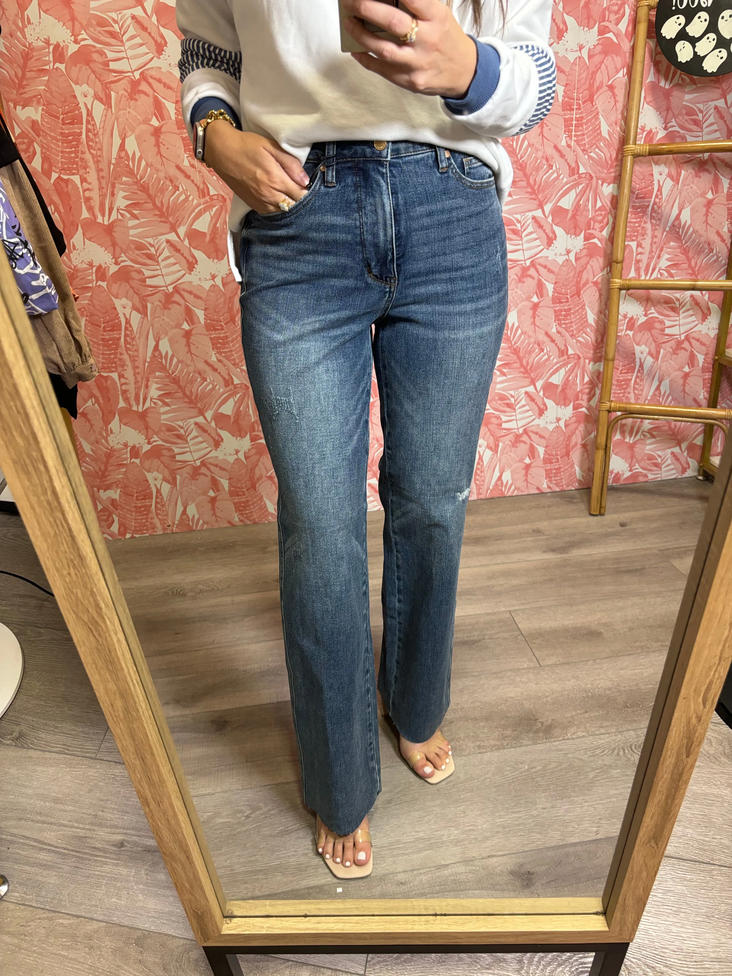 Judy Blue Full Size Tummy Control Cut Raw Hem Straight Jeans