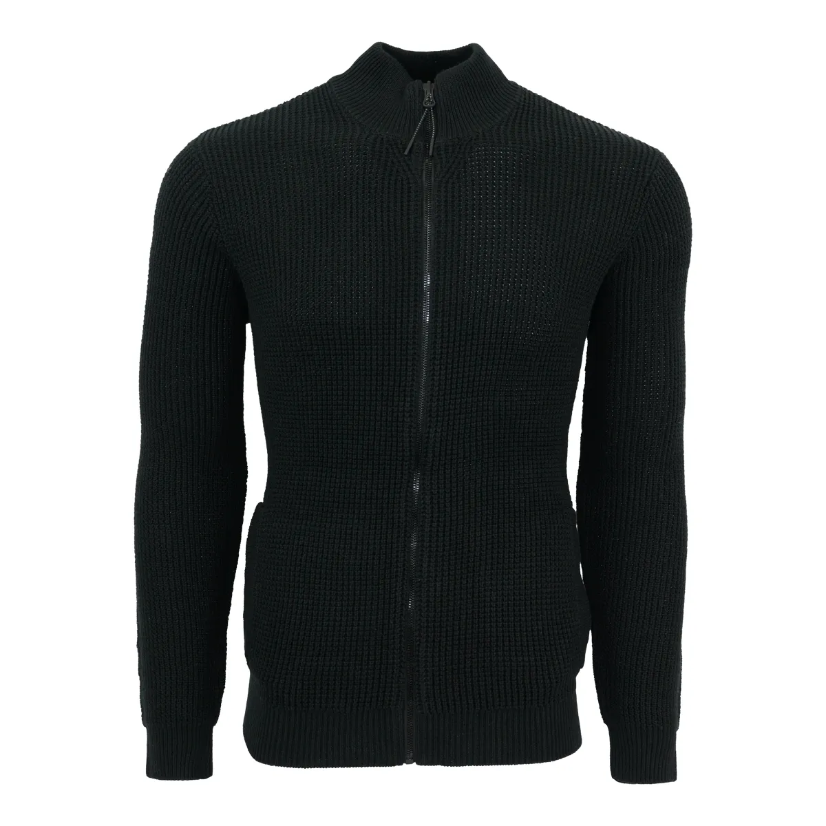 Kenneth Cole New York Men's Mock Neck Full Zip Sweater Black M