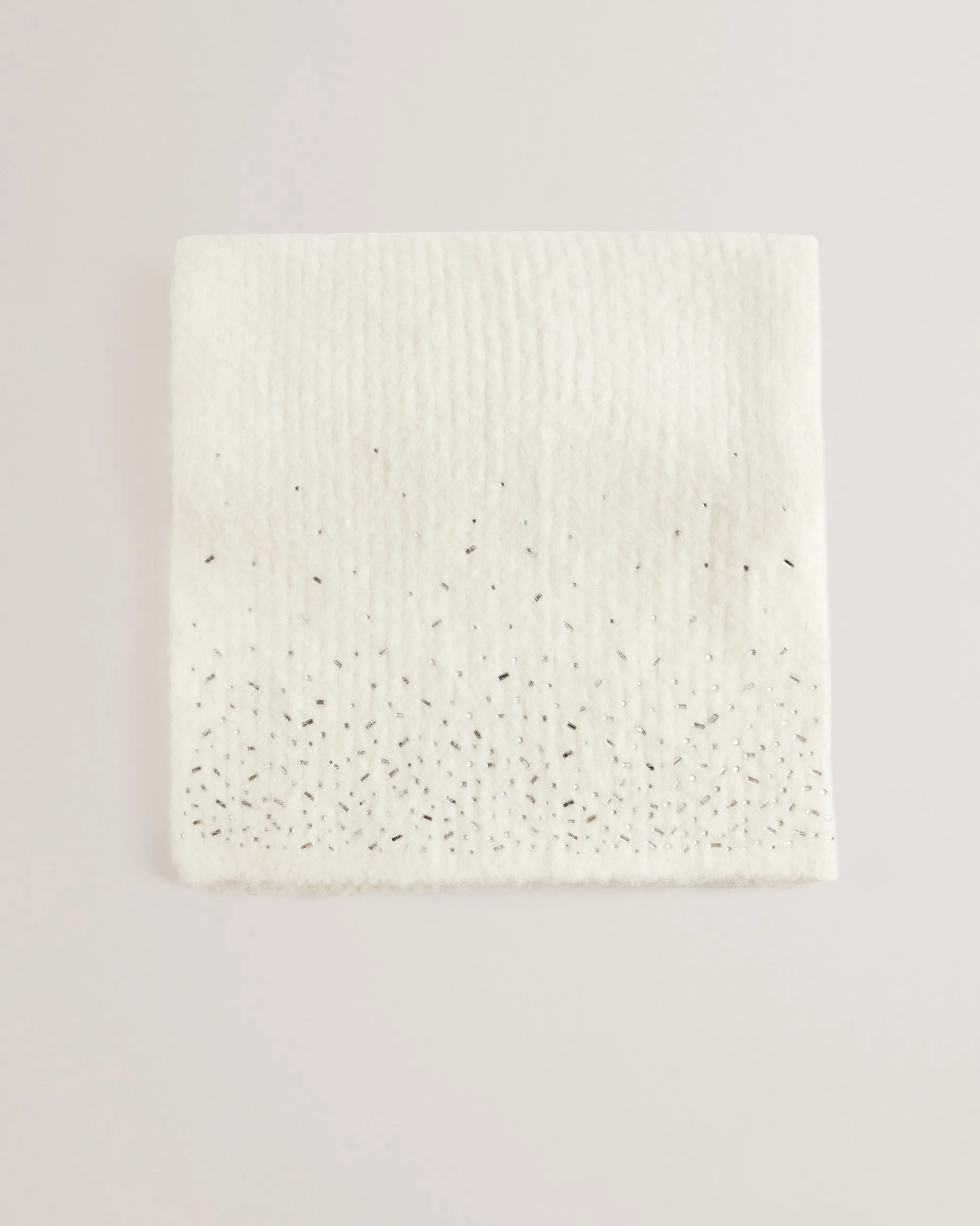 Keriisa Rhinestone Detail Knitted Scarf Cream