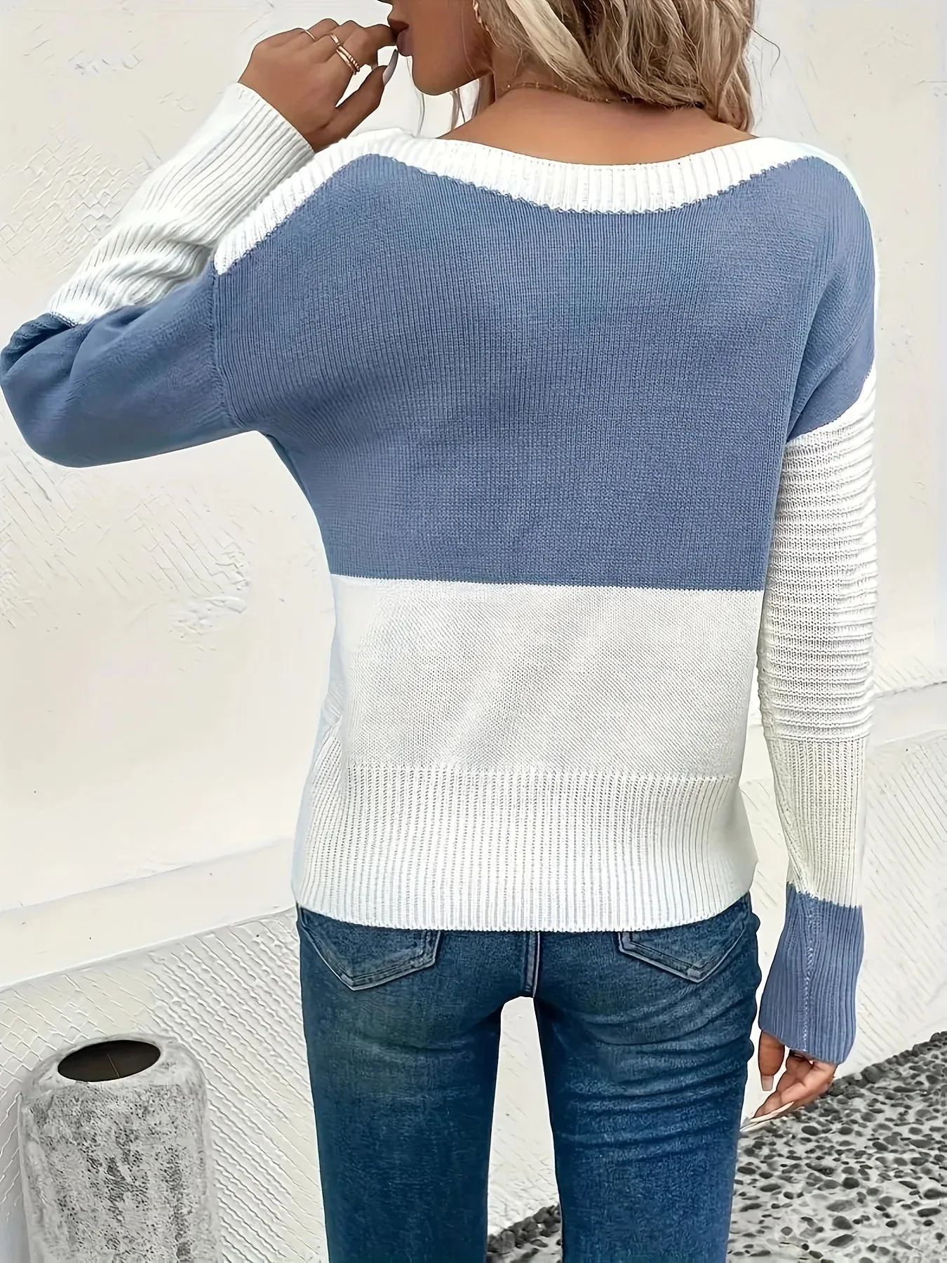 Knitted V-neck Warm Ribbed Fashionable Comfortable Slim Casual Stylish Soft Sweater