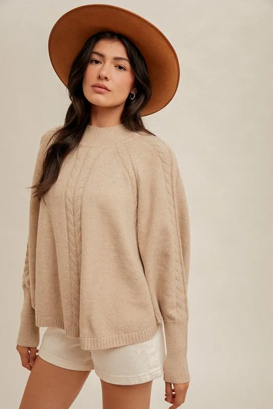 Lauren Cable Knit Sweater Poncho