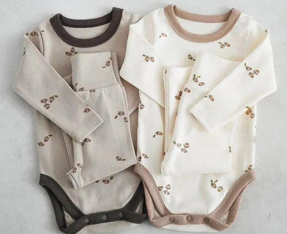 Little Acorns Two Piece Cotton Romper and Leggings Set