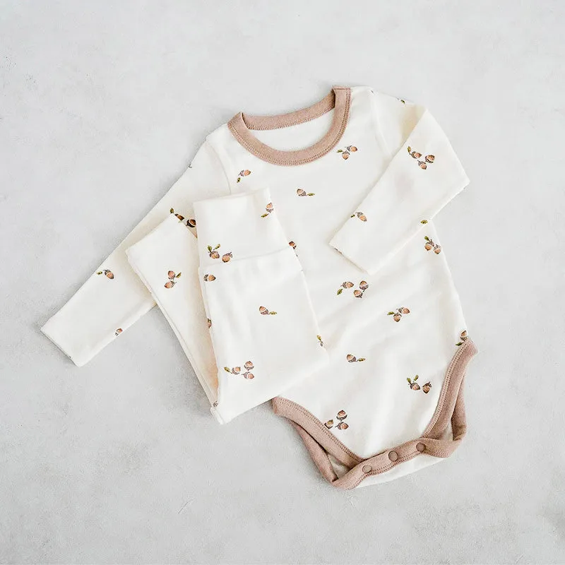 Little Acorns Two Piece Cotton Romper and Leggings Set